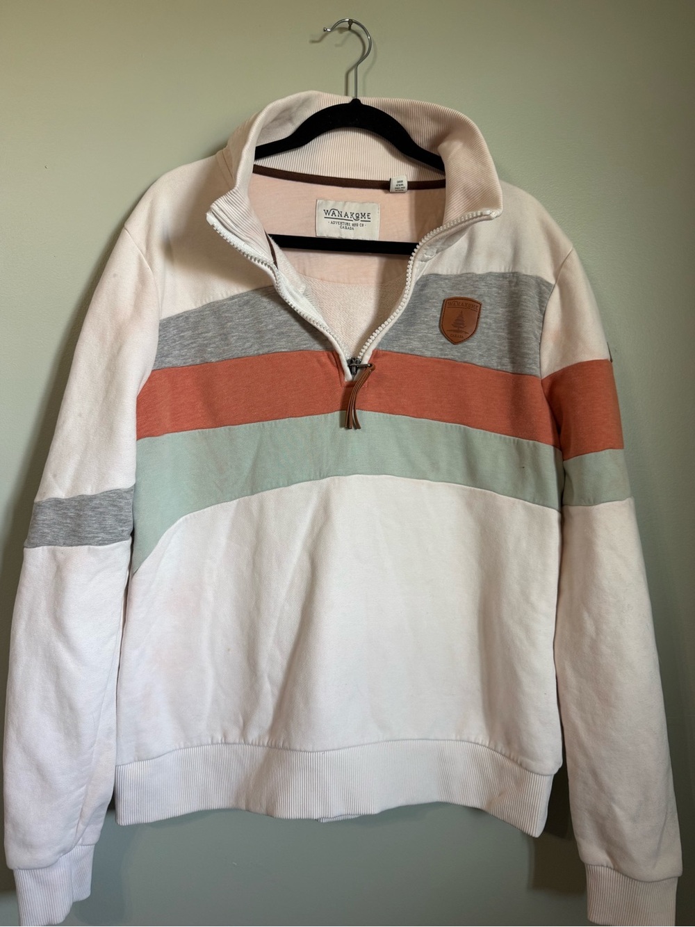 Wanakome Adrienne Colorblock Striped Quarter Zip Pullover Sweatshirt FLAWED